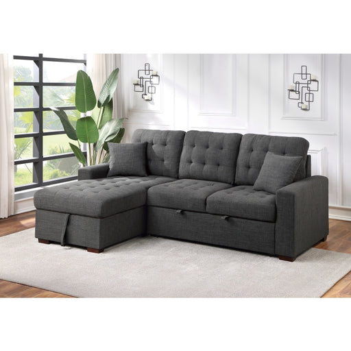 Homelegance - McCafferty 2 Piece Sectional with Pull-out Bed and Left Chaise with Hidden Storage in Dark Gray - 9916DG*2LCRL - GreatFurnitureDeal