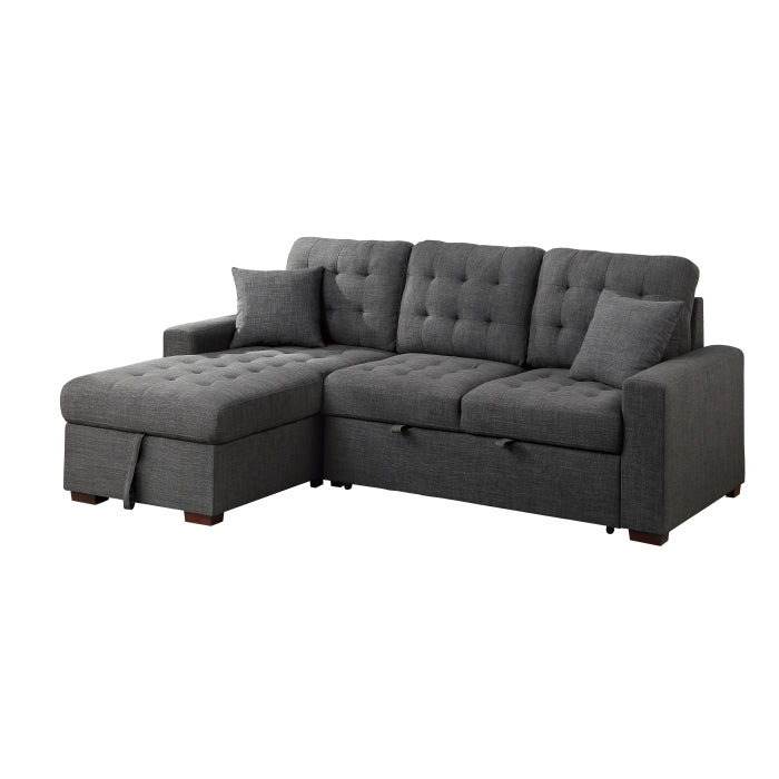 Homelegance - McCafferty 2 Piece Sectional with Pull-out Bed and Left Chaise with Hidden Storage in Dark Gray - 9916DG*2LCRL - GreatFurnitureDeal