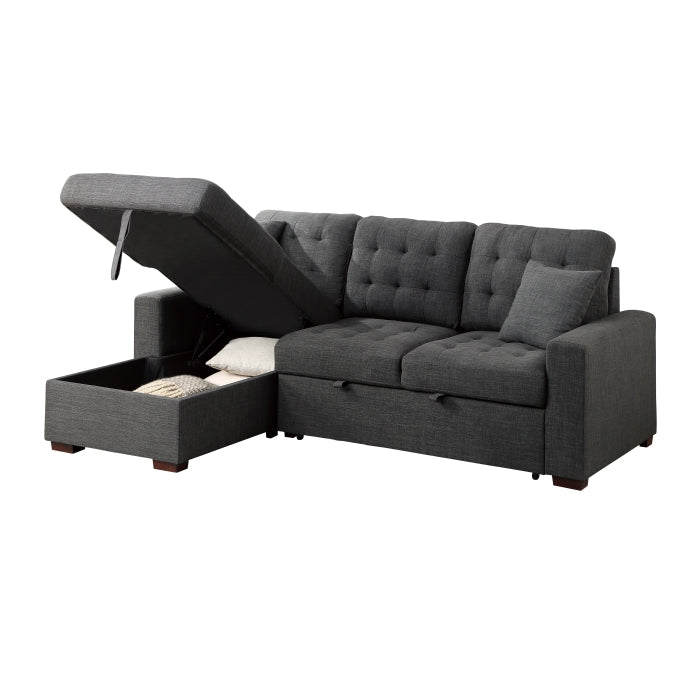 Homelegance - McCafferty 2 Piece Sectional with Pull-out Bed and Left Chaise with Hidden Storage in Dark Gray - 9916DG*2LCRL - GreatFurnitureDeal