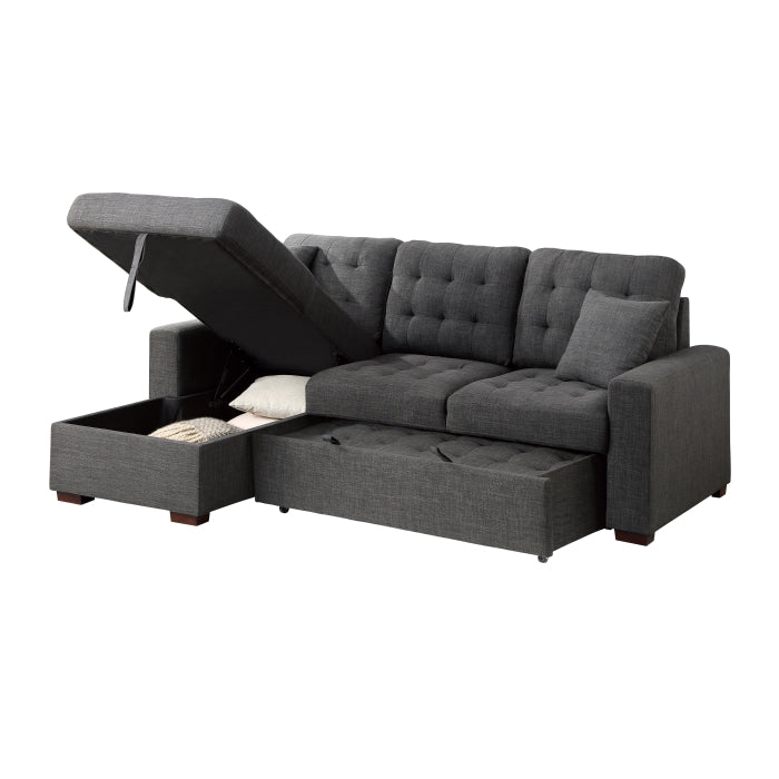 Homelegance - McCafferty 2 Piece Sectional with Pull-out Bed and Left Chaise with Hidden Storage in Dark Gray - 9916DG*2LCRL - GreatFurnitureDeal