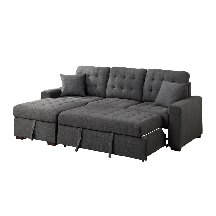 Homelegance - McCafferty 2 Piece Sectional with Pull-out Bed and Left Chaise with Hidden Storage in Dark Gray - 9916DG*2LCRL - GreatFurnitureDeal