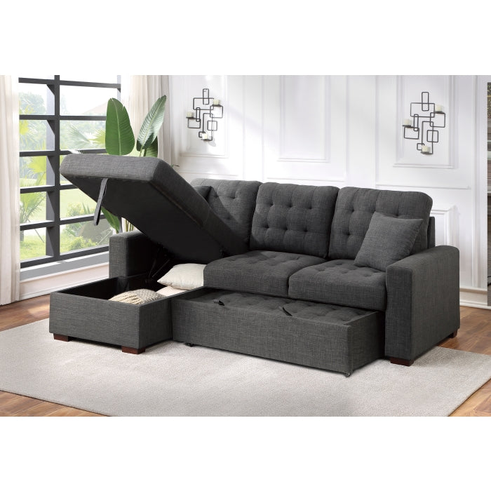 Homelegance - McCafferty 2 Piece Sectional with Pull-out Bed and Left Chaise with Hidden Storage in Dark Gray - 9916DG*2LCRL - GreatFurnitureDeal