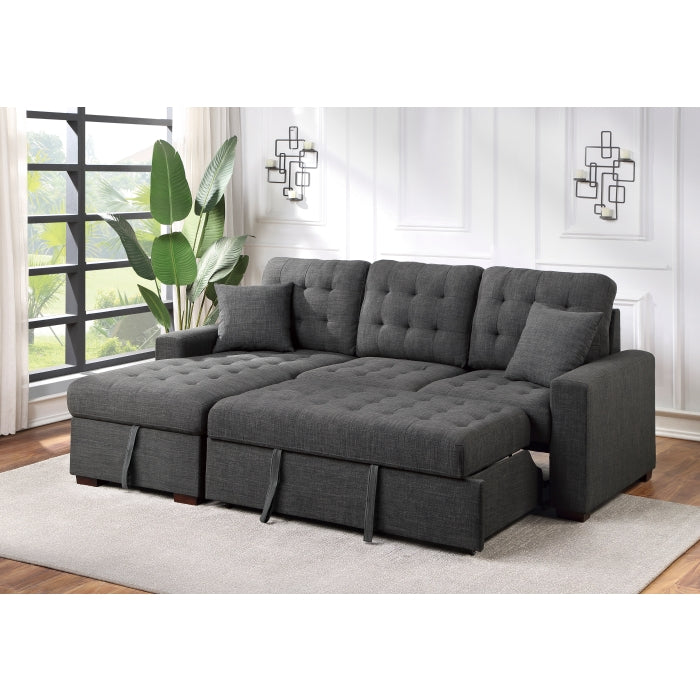 Homelegance - McCafferty 2 Piece Sectional with Pull-out Bed and Left Chaise with Hidden Storage in Dark Gray - 9916DG*2LCRL - GreatFurnitureDeal