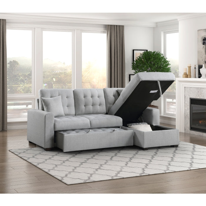 Homelegance - McCafferty 2 Piece Sectional with Pull-out Bed and Right Chaise in Gray - 9916GY*2LLRC - GreatFurnitureDeal