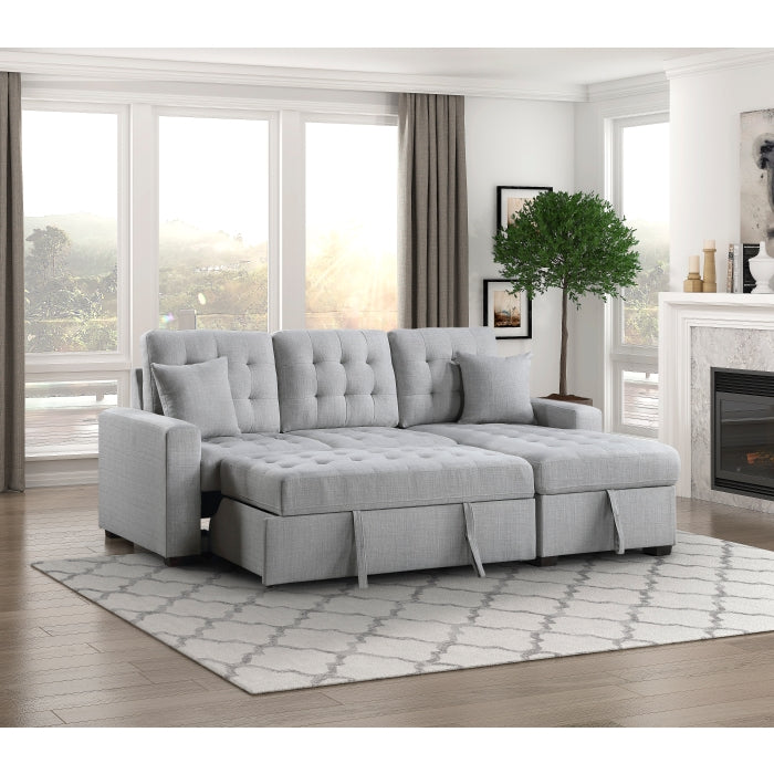 Homelegance - McCafferty 2 Piece Sectional with Pull-out Bed and Right Chaise in Gray - 9916GY*2LLRC - GreatFurnitureDeal