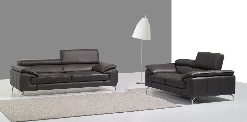 J&M Furniture - A973 Premium Leather 2 Piece Sofa Set in Black - 17906111-SL-BLK - GreatFurnitureDeal