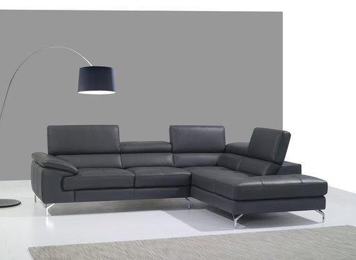 J&M Furniture - A973 Premium Leather LHF Sectional Sofa in Slate Grey - 1790613-LHF - GreatFurnitureDeal