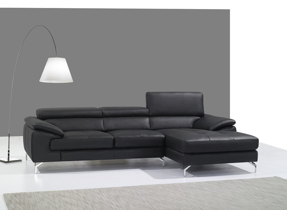 J&M Furniture - A973b Premium Leather LHF Sectional Sofa in Black - 1790612-LHF - GreatFurnitureDeal