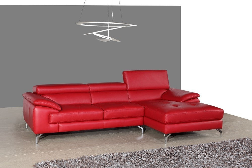 J&M Furniture - A973b Premium Leather LHF Sectional Sofa in Red - 179061-LHF - GreatFurnitureDeal