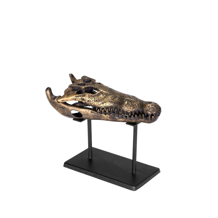 Noir Furniture - Brass Alligator on Stand, Small - AB-83S
