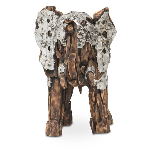 AICO Furniture - Discoveries Wood Crafted Elephant W/Aluminum, Small  - ACF-ARF-ELPHNT-003S - GreatFurnitureDeal