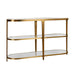 Worlds Away - Addison Three Tier Glass Top Racetrack Console In Antique Brass - ADDISON ABR - GreatFurnitureDeal