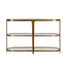 Worlds Away - Addison Three Tier Glass Top Racetrack Console In Antique Brass - ADDISON ABR - GreatFurnitureDeal