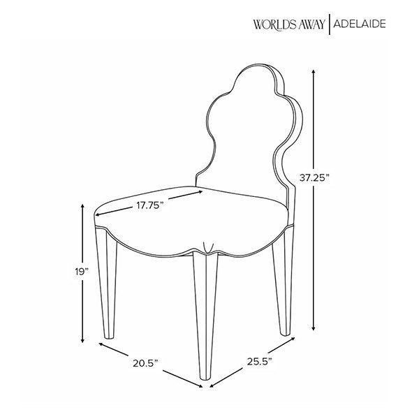 Worlds Away - Adelaide Clover Back Dining Chair With Cerused Oak Legs Upholstered In Performance Light Blue Linen With White Linen Welt - ADELAIDE LB