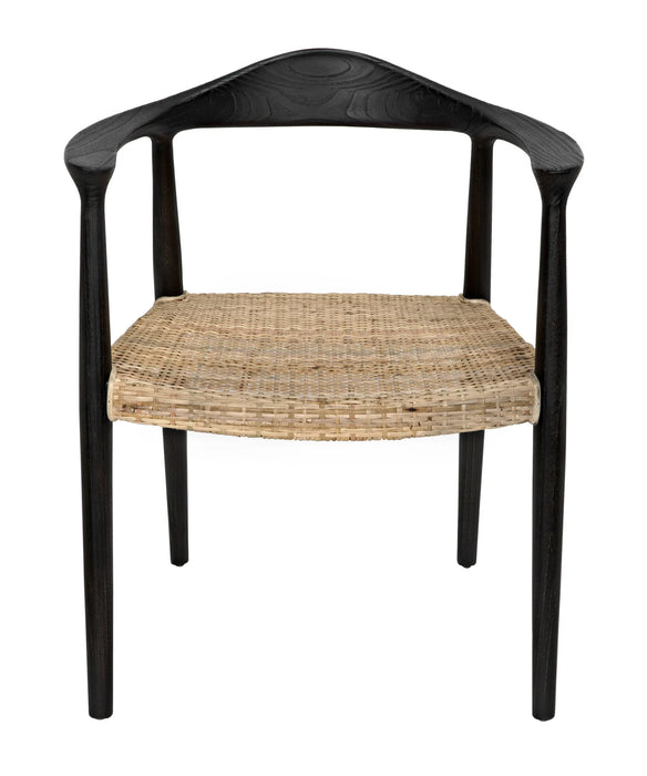Noir Furniture - Dallas Chair, Black Burnt with Rattan - AE-36BB