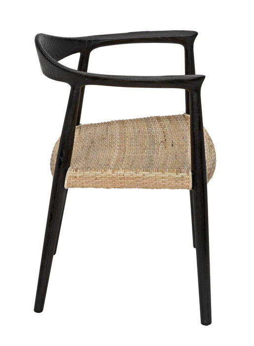 Noir Furniture - Dallas Chair, Black Burnt with Rattan - AE-36BB - GreatFurnitureDeal
