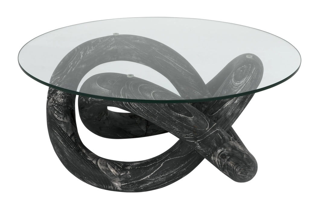 NOIR Furniture - Phobos Coffee Table, Cinder Black with Glass - AF-53CB