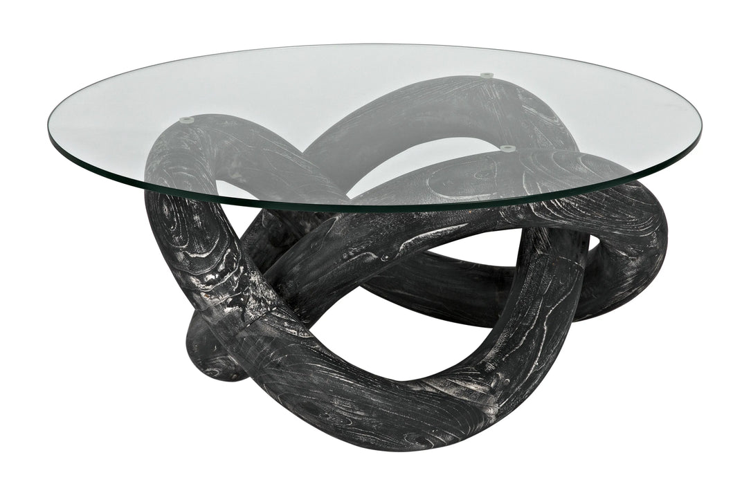 NOIR Furniture - Phobos Coffee Table, Cinder Black with Glass - AF-53CB