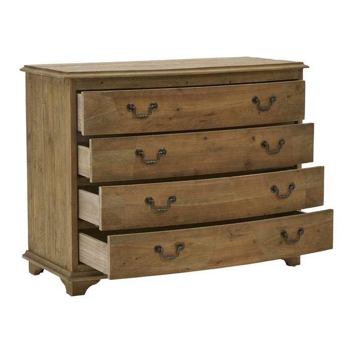 GJ Styles - Pine 4 Drawer Bowfront W/ Natural Wax Seal - AH05 - GreatFurnitureDeal