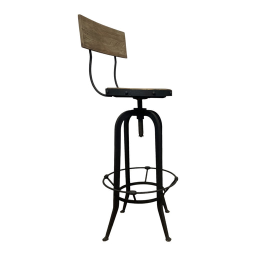 GJ Styles - Elm and Rustic Steel Barstool with Back - AH14 - GreatFurnitureDeal