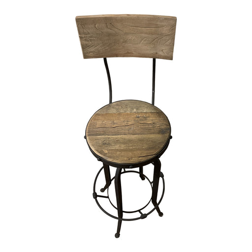 GJ Styles - Elm and Rustic Steel Barstool with Back - AH14 - GreatFurnitureDeal