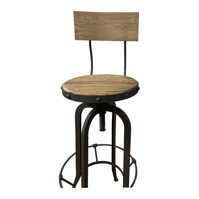 GJ Styles - Elm and Rustic Steel Barstool with Back - AH14