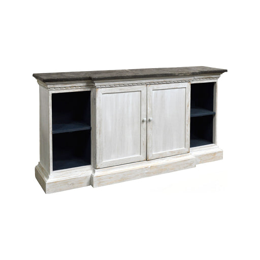GJ Styles - Breakfront Server Greyish-White W/Stone - AH87 - GreatFurnitureDeal
