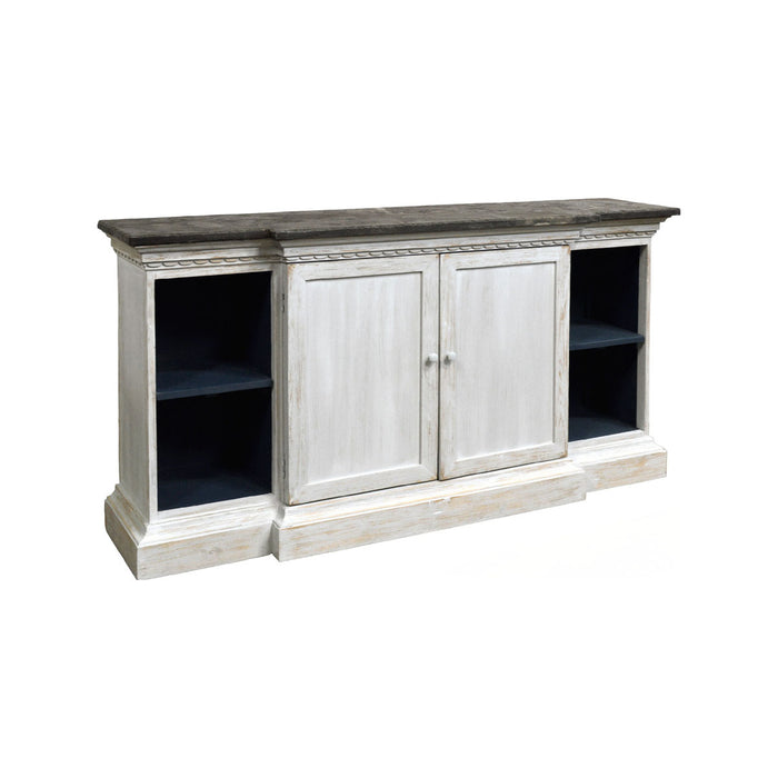GJ Styles - Breakfront Server Greyish-White W/Stone - AH87 - GreatFurnitureDeal
