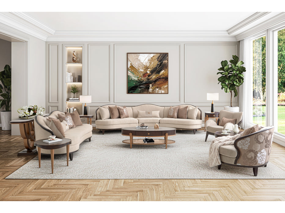 AICO Furniture - Camellia Field - Oval Cocktail Table - Warm Pecan - N9090201-400 - GreatFurnitureDeal