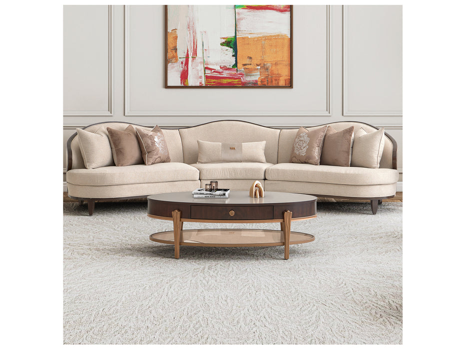 AICO Furniture - Camellia Field - Oval Cocktail Table - Warm Pecan - N9090201-400 - GreatFurnitureDeal