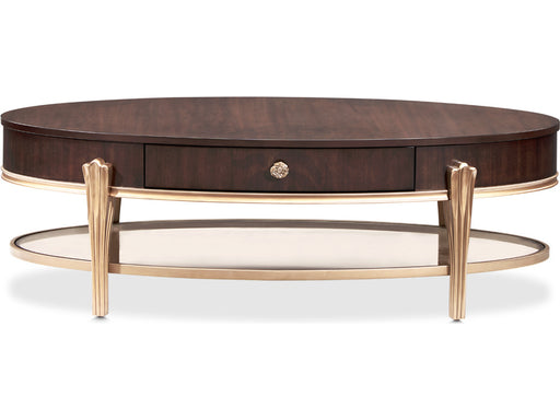AICO Furniture - Camellia Field - Oval Cocktail Table - Warm Pecan - N9090201-400 - GreatFurnitureDeal