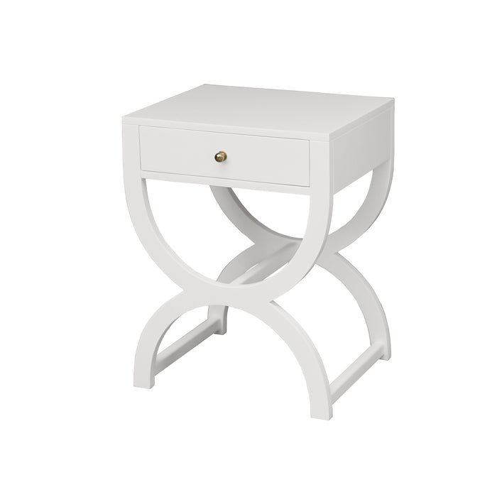 Worlds Away - One Drawer Side Table In White Lacquer - ALEXIS WH - GreatFurnitureDeal