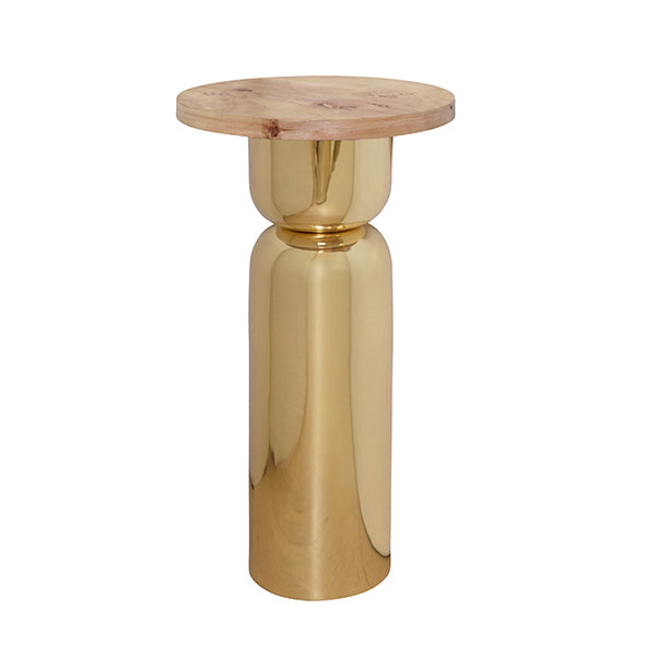 Worlds Away - Hourglass Brass Base Side Table With Round Burl Wood Top - ALINA BW - GreatFurnitureDeal