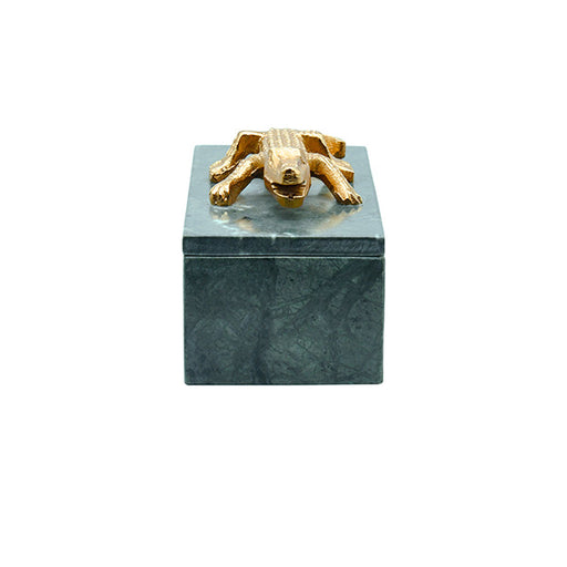 Worlds Away - Green Marble Box With Brass Alligator Handle - ALLIE - GreatFurnitureDeal