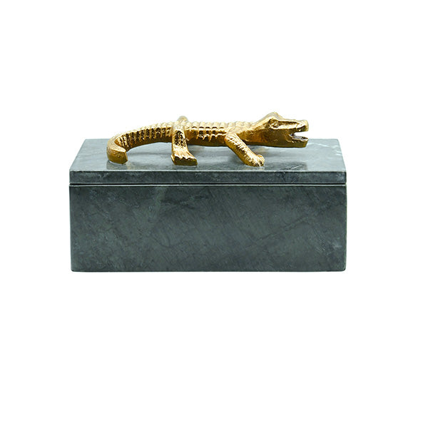 Worlds Away - Green Marble Box With Brass Alligator Handle - ALLIE - GreatFurnitureDeal