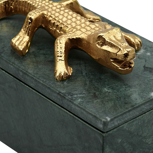 Worlds Away - Green Marble Box With Brass Alligator Handle - ALLIE - GreatFurnitureDeal