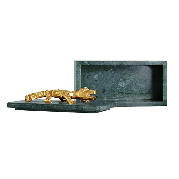 Worlds Away - Green Marble Box With Brass Alligator Handle - ALLIE - GreatFurnitureDeal