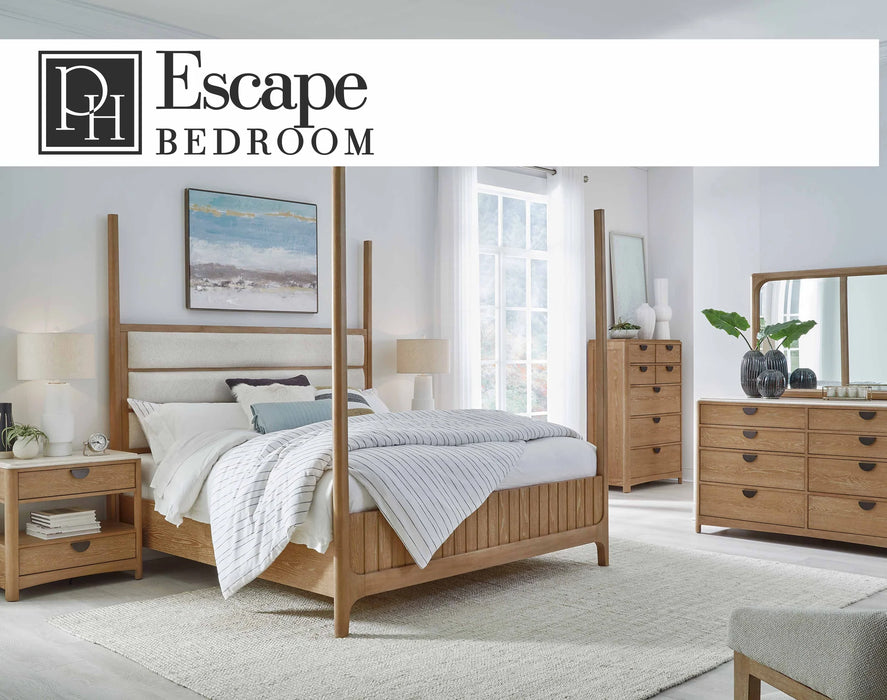 Parker House - Escape King Poster Bed in Glazed Natural Oak & Neutral Fabric - BESC#1166-3 - GreatFurnitureDeal