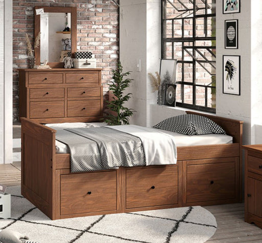 Furniture of America - Marinos Twin Captain Bed in Mahogany - AM-BK304MH-BED - GreatFurnitureDeal