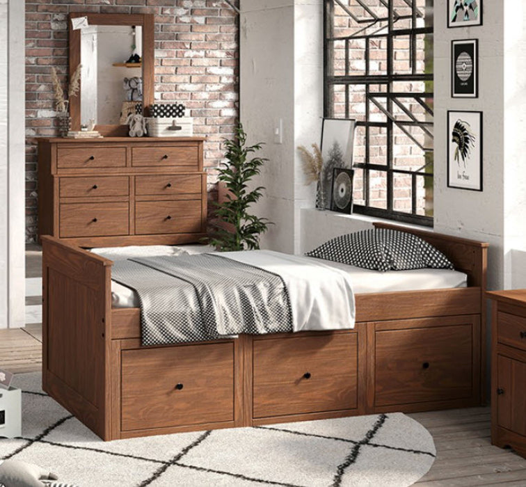 Furniture of America - Marinos Twin Captain Bed in Mahogany - AM-BK304MH-BED - GreatFurnitureDeal