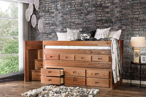 Furniture of America - Cleo Twin Captain Bed in Mahogany - AM-BK601-BED-SLAT - GreatFurnitureDeal