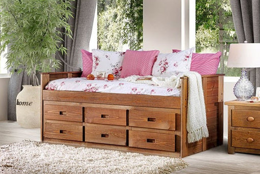 Furniture of America - Lia Twin Captain Bed in Mahogany - AM-BK602-BED-SLAT - GreatFurnitureDeal