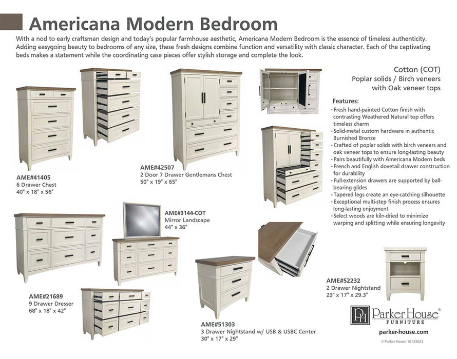 Parker House - Americana Modern Landscape Mirror w/bevel in Cotton With Weathered Natural - BAME#3144-COT - GreatFurnitureDeal