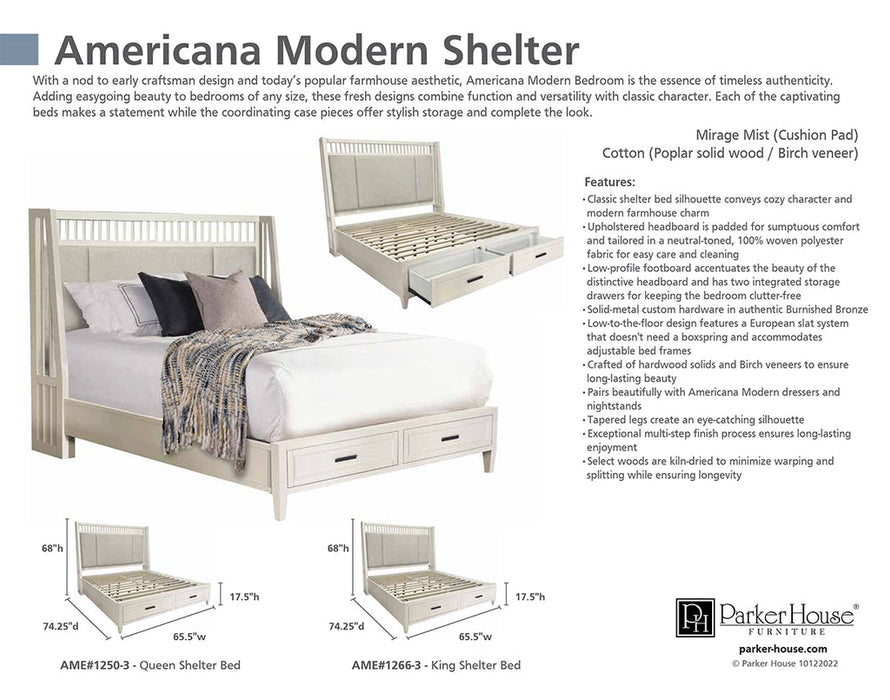 Parker House - Americana Modern King Shelter Bed in Cotton - BAME#1266-3-COT - GreatFurnitureDeal