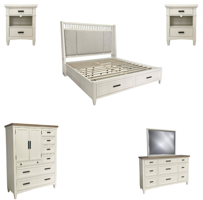 Parker House - Americana Modern 6 Piece Queen Shelter Bedroom Set in Cotton - BAME#1250-3-52232-COT-6SET