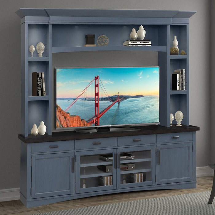 Parker House -  Denim 92 In. Tv Console With Hutch and Led Lights in Denim - AME#92-3-DEN