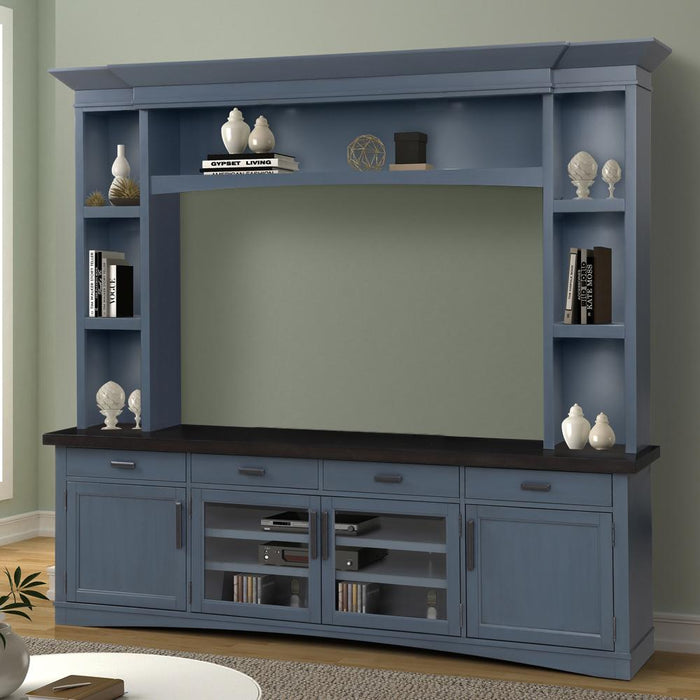 Parker House -  Denim 92 In. Tv Console With Hutch and Led Lights in Denim - AME#92-3-DEN