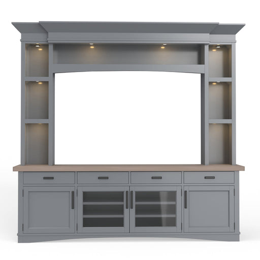 Parker House - Americana 92 in Tv Console With Hutch And Led Lights in Dove - AME#92-3-DOV - GreatFurnitureDeal