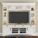Parker House - Americana Modern 92 in Tv Console With Hutch Backpanel and Led Lights in Cotton - AME#92-4-COT - GreatFurnitureDeal