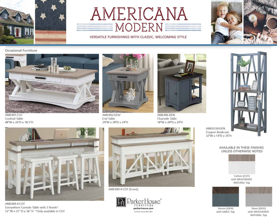 Parker House - Americana 92 in Tv Console With Hutch And Led Lights in Dove - AME#92-3-DOV - GreatFurnitureDeal
